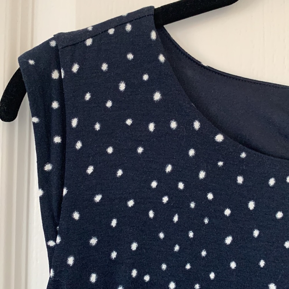 NWT LOFT Black/White Polka Dot Print Cap Sleeves Dress Size M - Picture 4 of 16